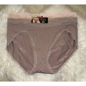 3 Pack Maidenform Everyday Luxe Bikini Panties Lace Trim Womens 9 L Large DM3TBK